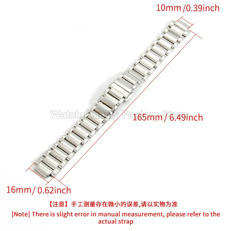 Fade Resistant Breathable for FLYTA LA8402 LA8406 High Gloss Precise Link Scratch Proof Wear Resistant Steel Watch Strap 10x16mm