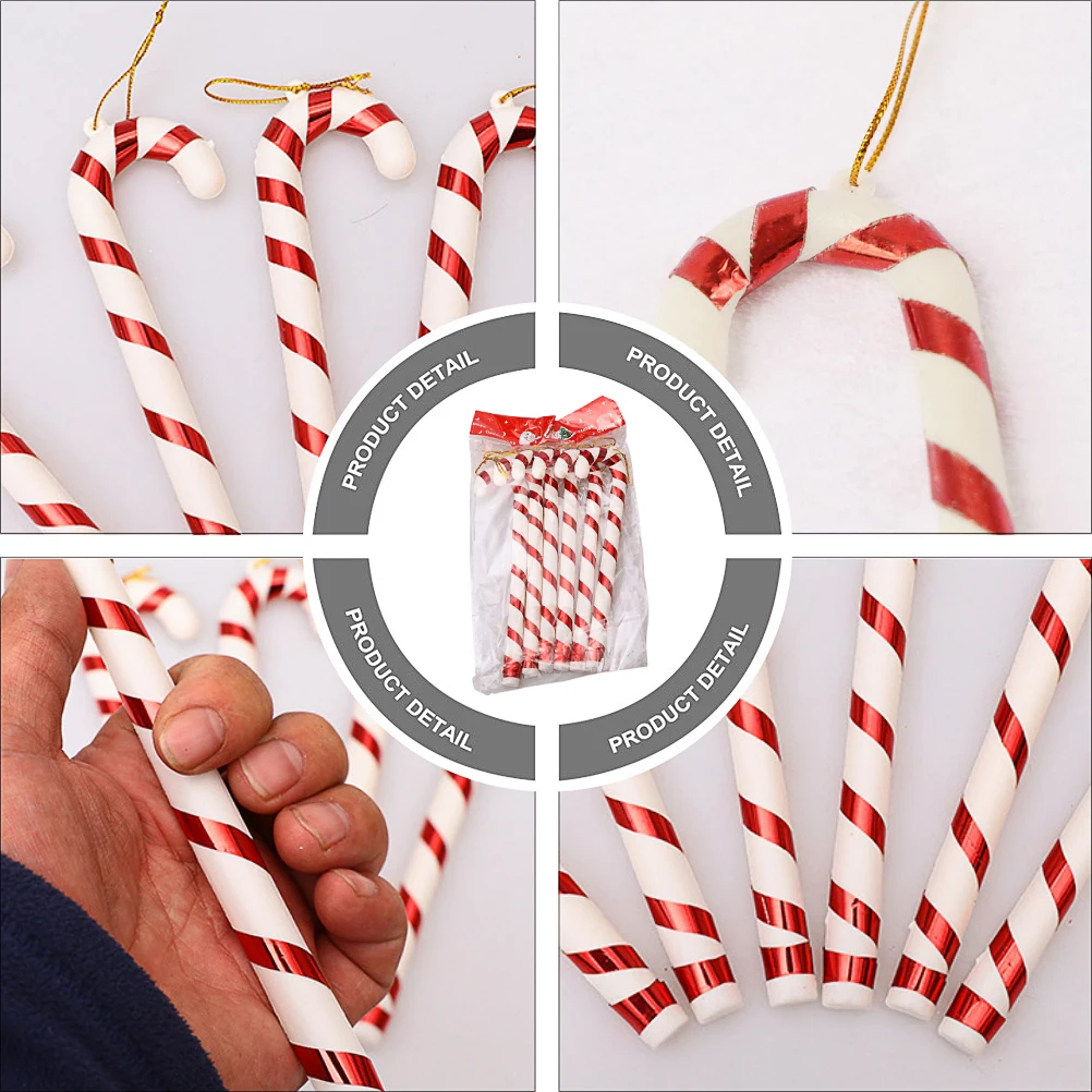 

1Set 12 Pieces Christmas Tree Pendant Candy Cane Decoration Red White Festive Hanging Ornament for Holiday Decor Photo Prop