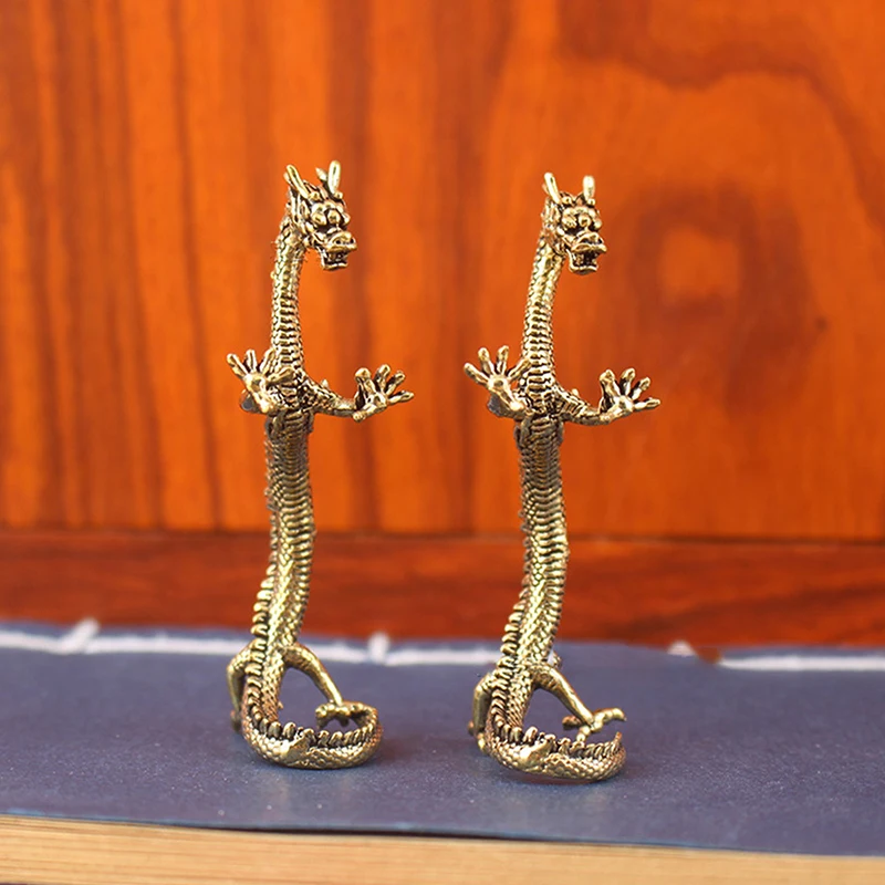 Pure Brass Loong Crafts Ornaments Zodiac Dragon Statue Standing Dragon Decoration Home Decorations