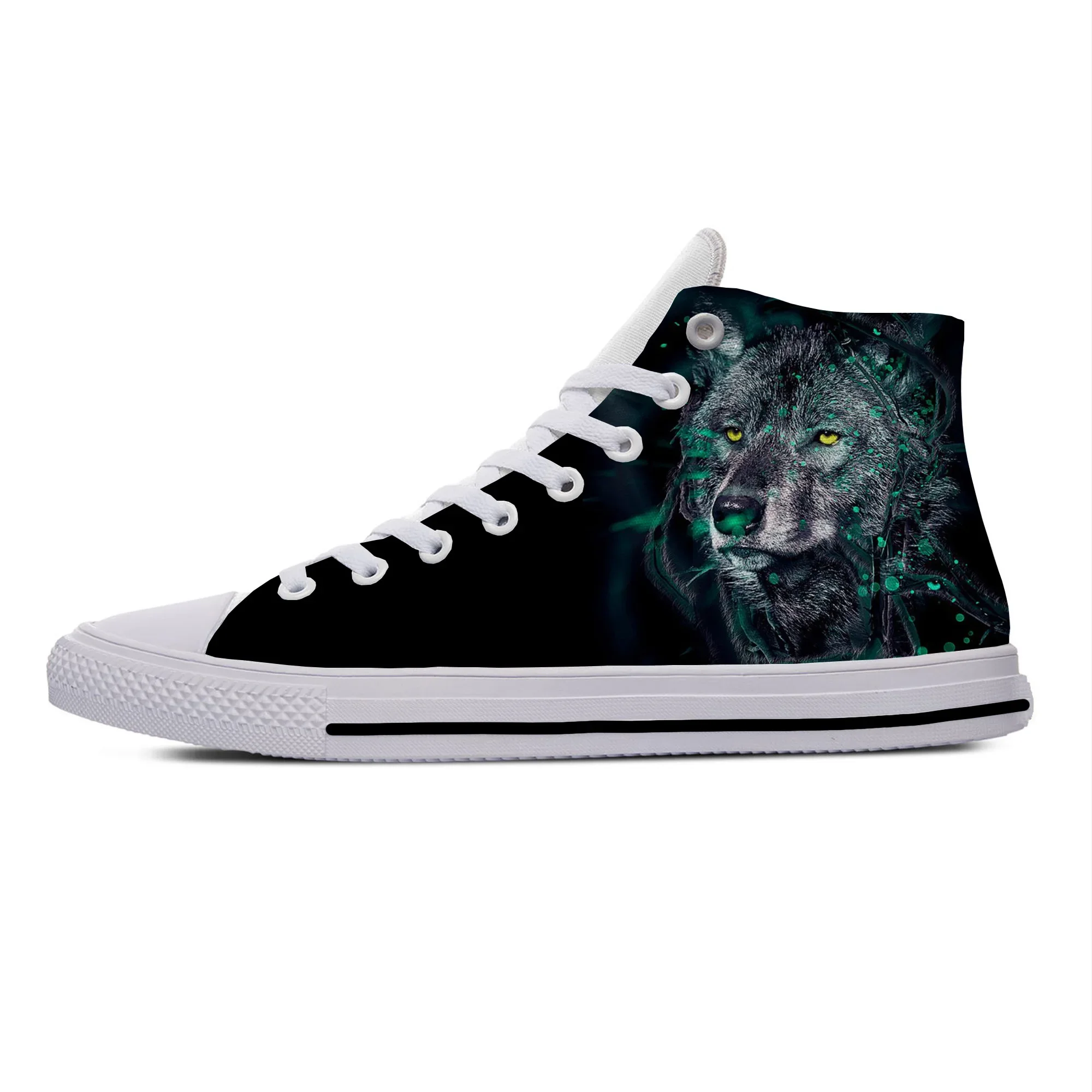 Hot 3d Wolf Dier Cool Persoonlijkheid Mode Populaire Casual Schoenen Ademende Mannen Vrouwen Sneakers Hoge Top Lichtgewicht Board Schoenen