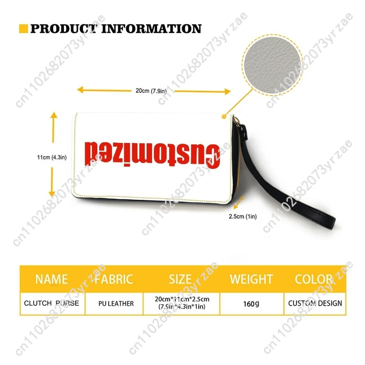 사axon 밴드 지갑 남성 여성 청소년 지퍼 롱 지갑 더블 인쇄 통근자 맞춤형 사진 텍스트 맞춤 제작 지갑