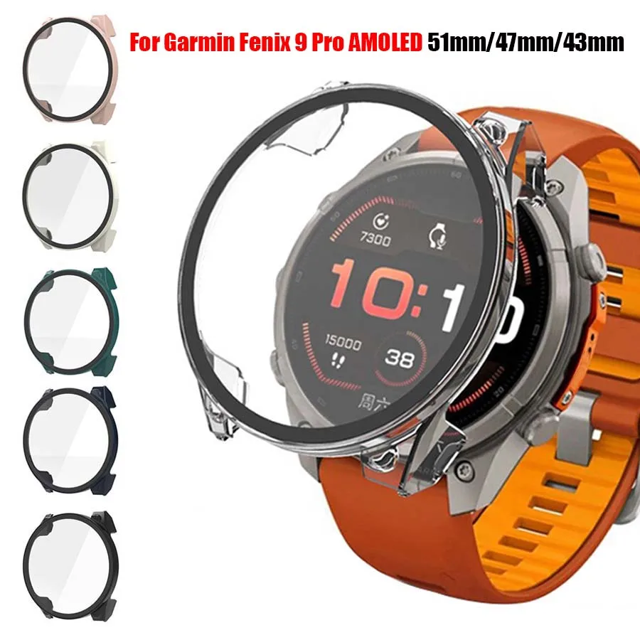 PC+Tempered Glass Case For Garmin Fenix 9 Pro AMOLED 43/47/51MM Screen Protector Full Cover Bumper Shell For Garmin Fenix 9 Pro