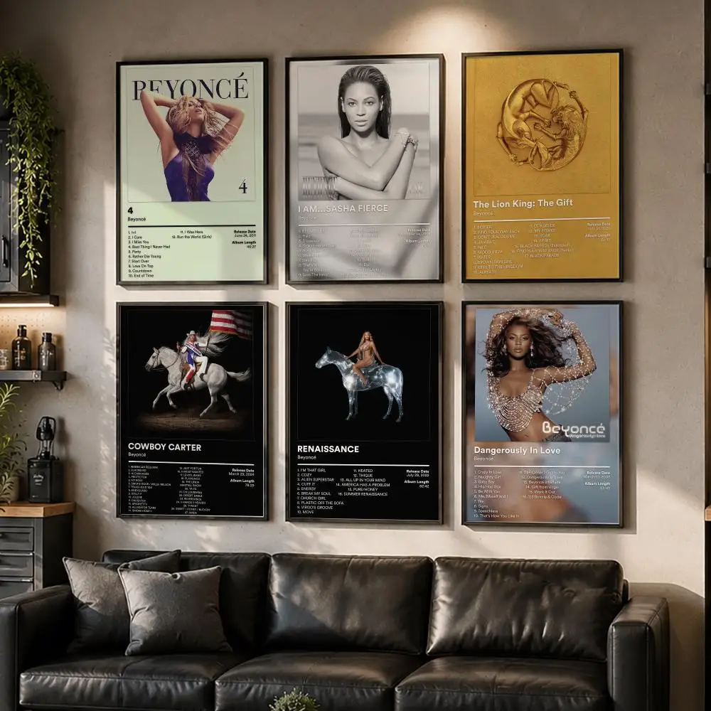 Singer B-Beyonce Music Album Poster HD Home Wall Stickers House Hallway Living Room Bedroom Bar Office Decor Art Prints