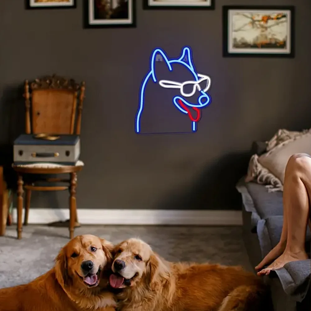 Dog Neon Sign, Blue LED Neon Wall Decor, Puppy Neon Sign, USB Power Supply, Bedroom Home Pet Shop Room Playroom Neon Sign