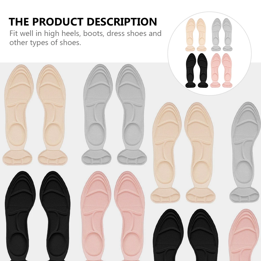 

4 Pairs Pain Relief Insoles Heel Cushions Shoes Pads Forefoot Sweat Absorption Feet Care Breathable thotic Self Adhesive Anti