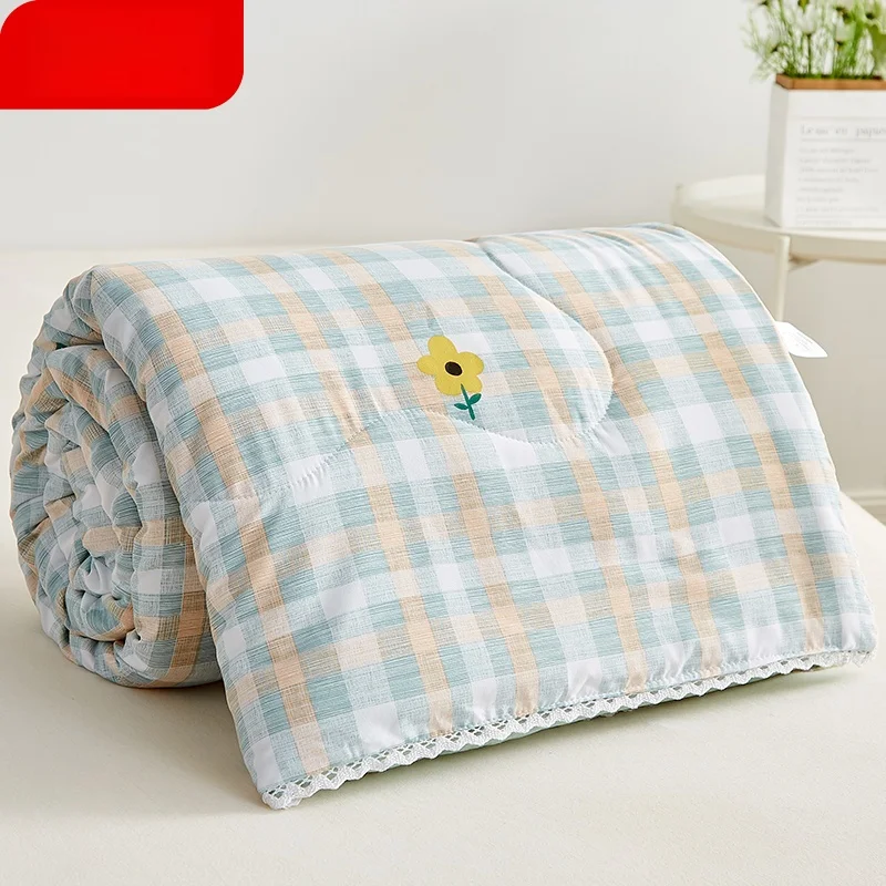 

Легкое летнее одеяло из хлопка для кондиционированных помещений, машинная стирка, для студенческих общежитий, односпальное