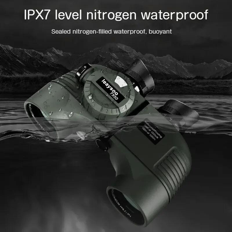 7x50 HD Binoculars High Power Low Light Night Vision Binoculares with Directional Compass Rangefinder Scale for Outdoor Hiking