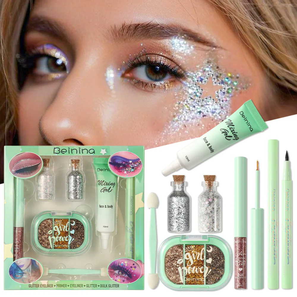 스팽글 글리터 젤 세트 아이라이너 펜슬 브라이트닝 리퀴드 아이섀도 하이라이터 파티 축제 무대 메이크업 화장품