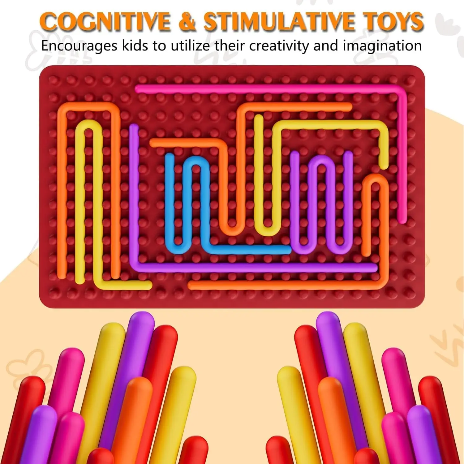 Double-sided sensory activity board for children and adults, stress anxiety, autism, ADHD silicone finger toys