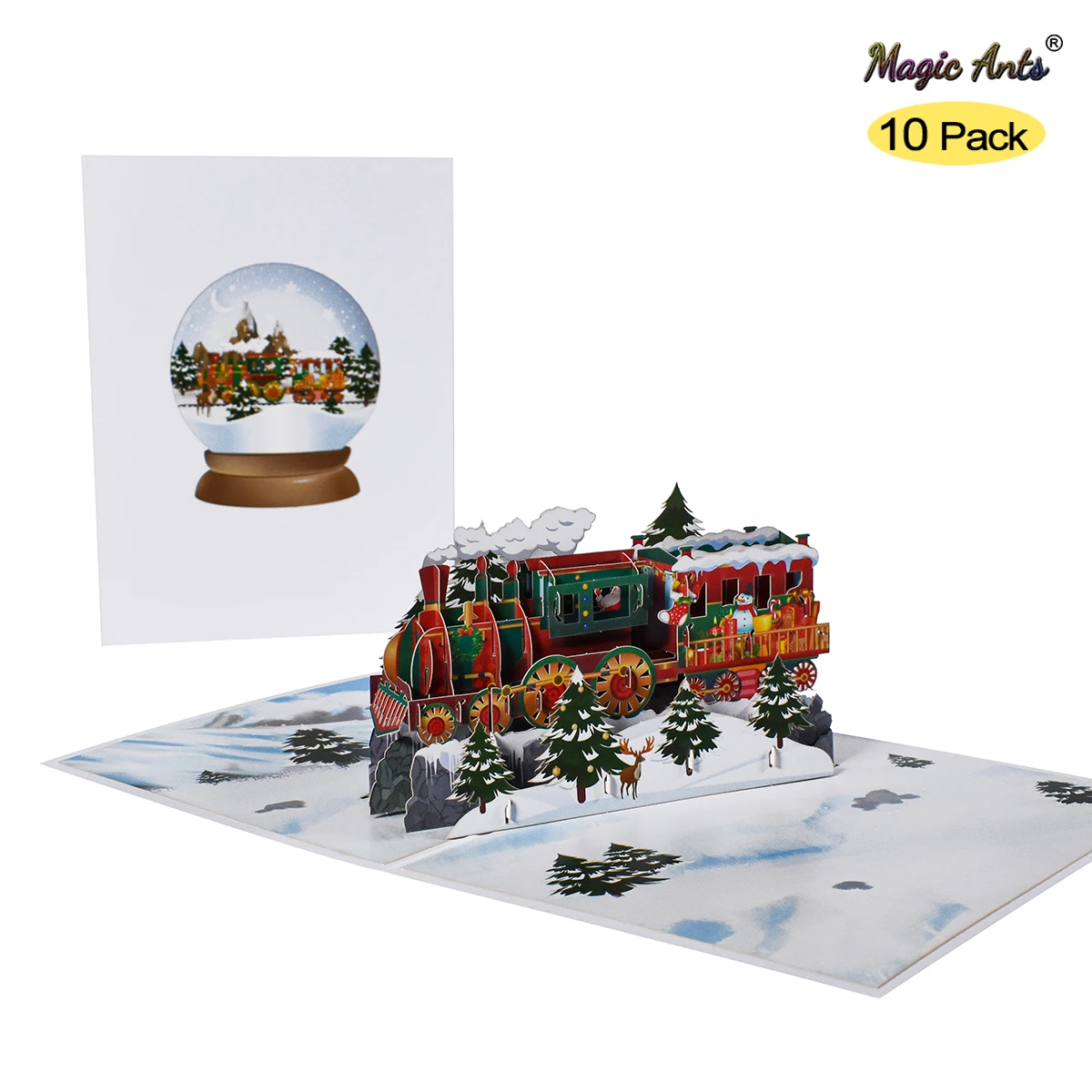 

10 Pack 3D Chrsitmas Train Pop Up Card for New Year Xmas Gift Greeting Cards