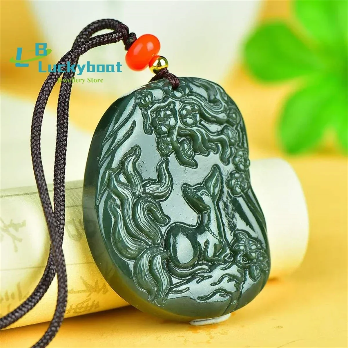 Natural and Tian Qingyu Nine-tailed Fox Pendant Simple and Generous Personality Fashion Versatile for Men and Women