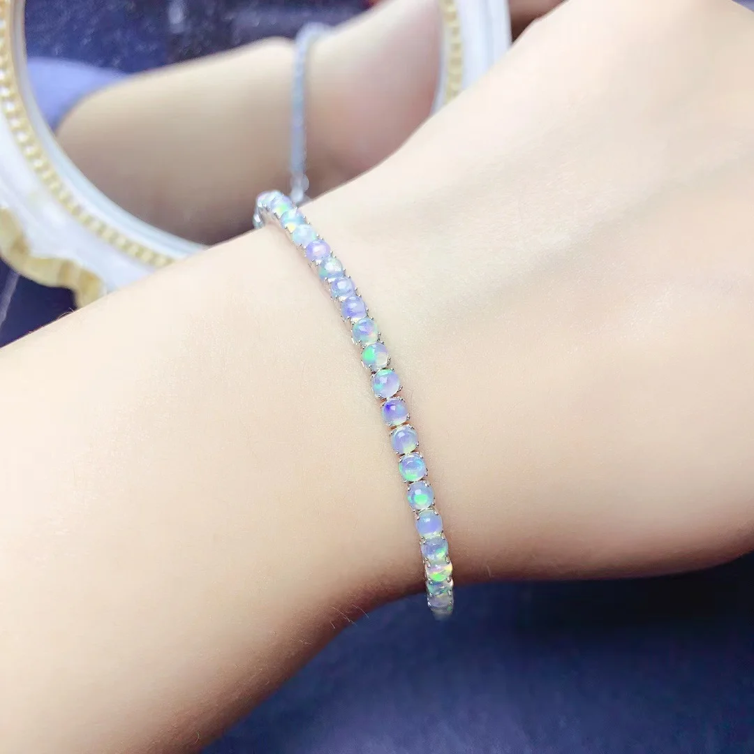 

Natural Opal Bracelet for Women Luxury Jewelry Designer Sterling Silver 925