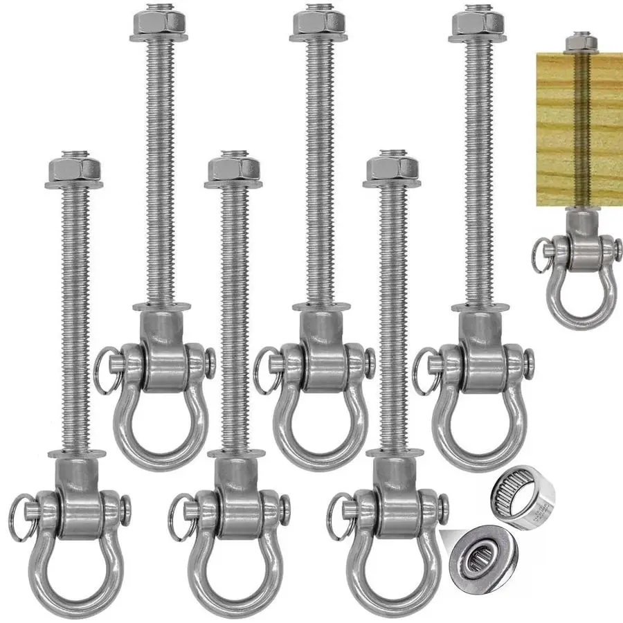

Set of 6 Permanent AntiRust Heavy Duty Swing Hangers 180 Bearing Swing 1500 LB Capacity sandbag Yoga Swing Hammock Chair,11