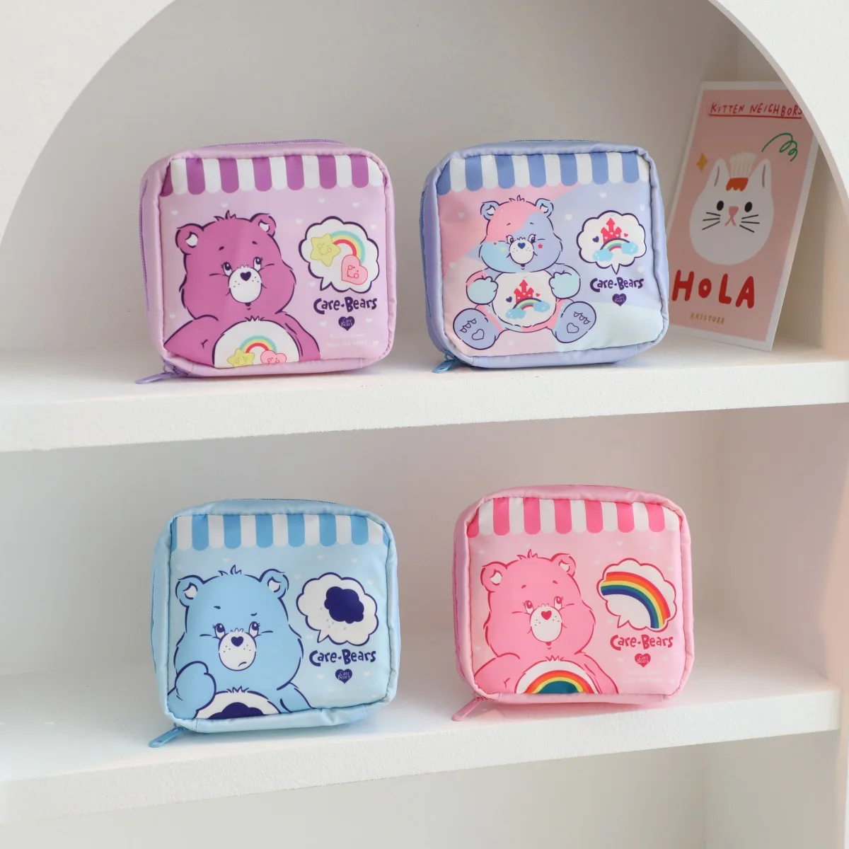 Sac à Cosmétiques pour Ours de Soins, Porte-Monnaie Imprimé de Dessin Animé Mignon, Sac de Rangement de Grande Capacité pour Garçons et Bol, Cadeaux