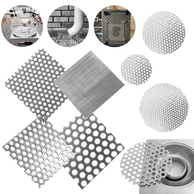 1mm 304 Stainles Steel Perforated Mesh Filter Screen Plate, Swirl Drain Covers Metal Drain Covers Plant Trellis Protection Mat