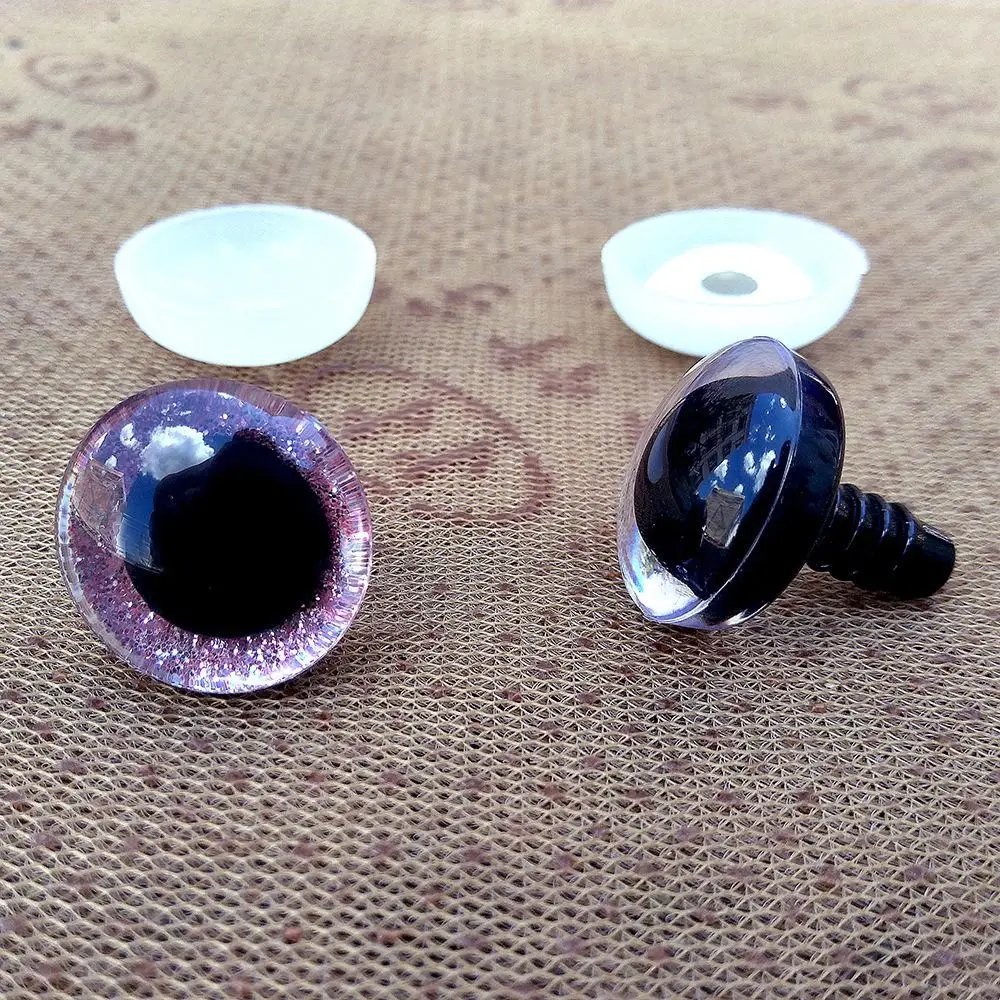 20pcs/set 12mm 3D Sparkling Crystal Cat's Eyes With Flash Pad 8 Colors Safety Glitter Eyes Crafts Parts Plastic Resin