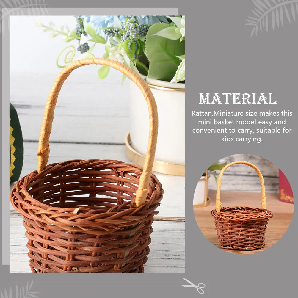 2 قطعة سلال منسوجة مصغرة Diy بها بنفسك الحرفية الاطفال سلال صغيرة للمنزل ديكور تخزين حلية مايكرو المشهد سلة سلة من الخيزران صغيرة