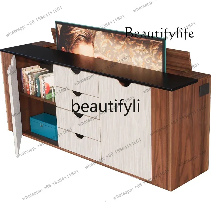 

Wi Hidden intelligent lifting integrated TV cabinet remote control electric opening solid wood