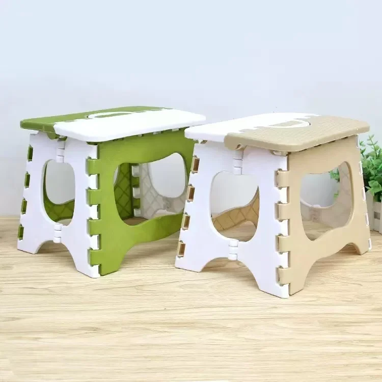 Portable Plastic Folding Stool with Handle, Lightweight Foldable Small Bench for Home Camping Travel Outdoor Use