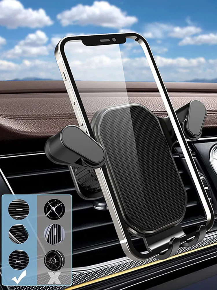 Car Air Vent Clip Mount Gravity Car Phone Holder Smartphone GPS Holder Upgrade Mobile Bracket Support For IPhone 13 12 Xiaomi