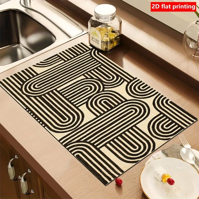 Minimalist Abstract Line Design Kitchen Pad for Countertop Protection, Suitable Tableware Coffee Machines Electrical Decoration