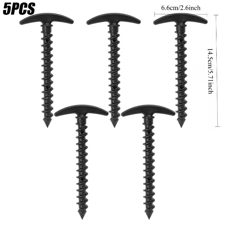5pcs Screw Anchor Stakes Windproof Ground Nails Tent Pegs Pin Outdoor Camping Hiking Tent Accessories
