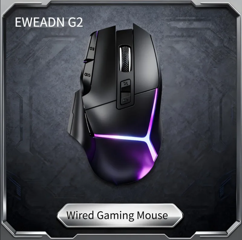 

Проводная механическая игровая мышь EWEADN G2, программирование макросов, средние/большие руки, подходит для офиса, бизнеса и домашнего использования