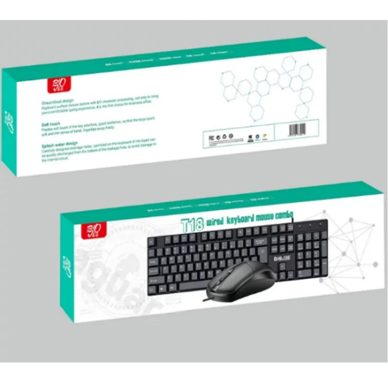 BIOJEE T18 Wired Gaming Office USB Keyboard And Mouse Set Compact Edition for Computer Accessories view 2