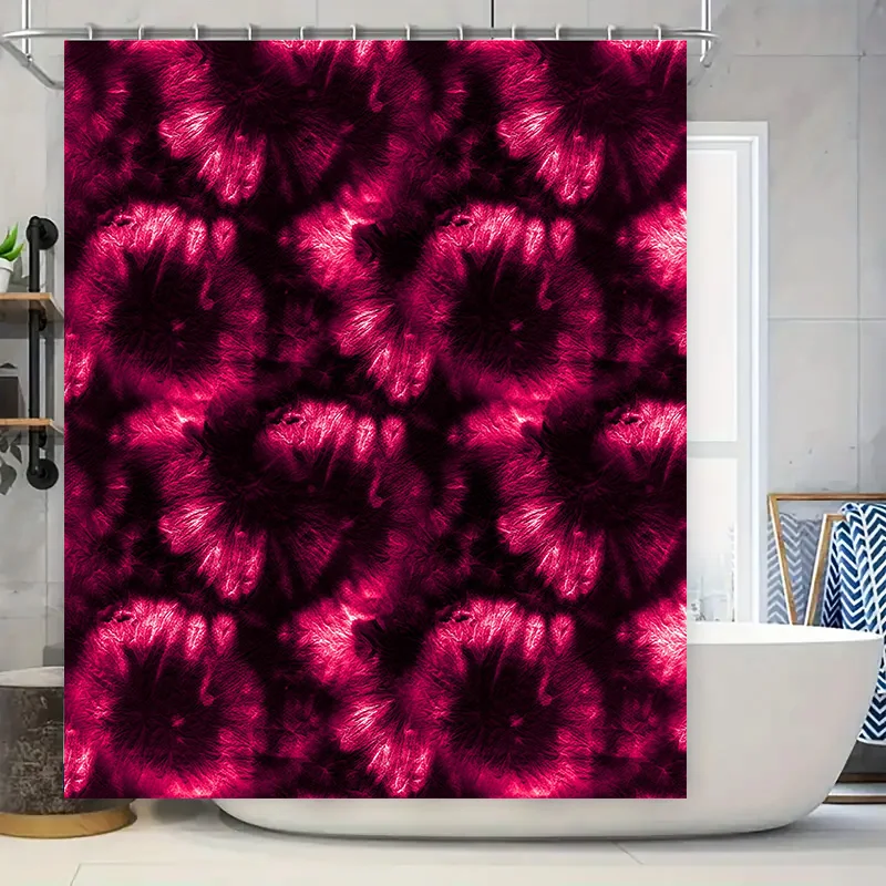 Modern Red Tie-Dye Shower Curtain Bath Decor for Home Bathroom Waterproof Fabric 72x84in (Red) AliExpress