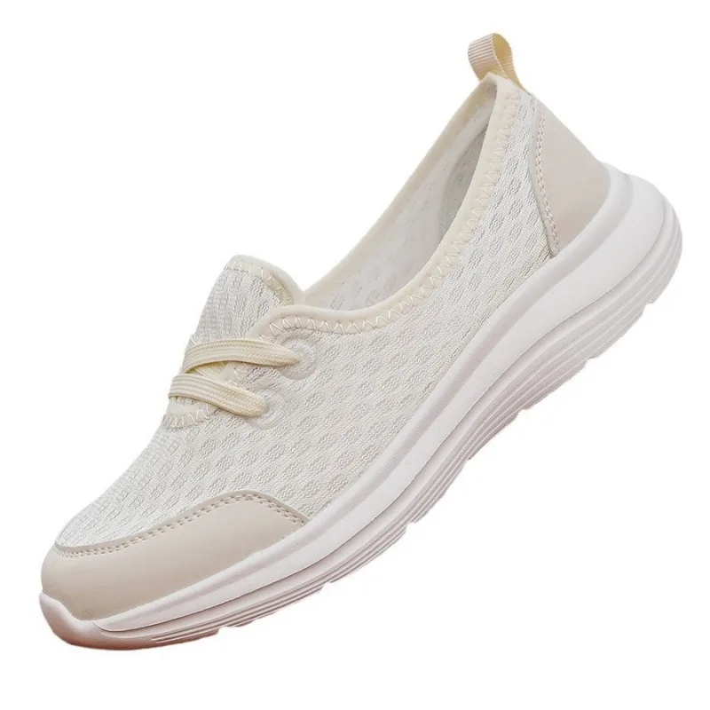 2024 Summer Oversized Slippery Shoes For Lazy People One Step Casual Women's Shoes Mom's Low Top Flat Bottom Walking Shoes