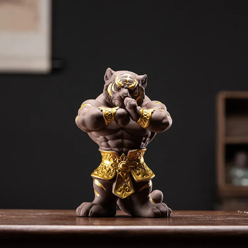 Zodiac Tiger Muscle Tiger Ornament Mascot Ceramic Crafts Year Of The Tiger Office Study Wine Cabinet Decoration Gifts