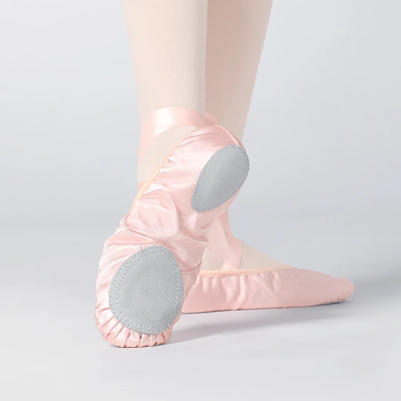 Satin Lace-up Ballet Shoes for Women Girls Pink Dance Slippers Soft-soled Ballet Dance Shoes Ballerina Dance Training Shoes