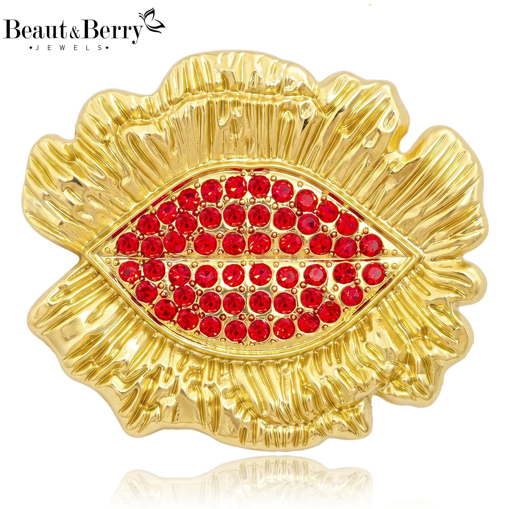Beaut&Berry Luxury Rhinestone Eye Brooches for Women Unisex Body Part Pins Casual Party Jewelry Accessories Gifts Decoration