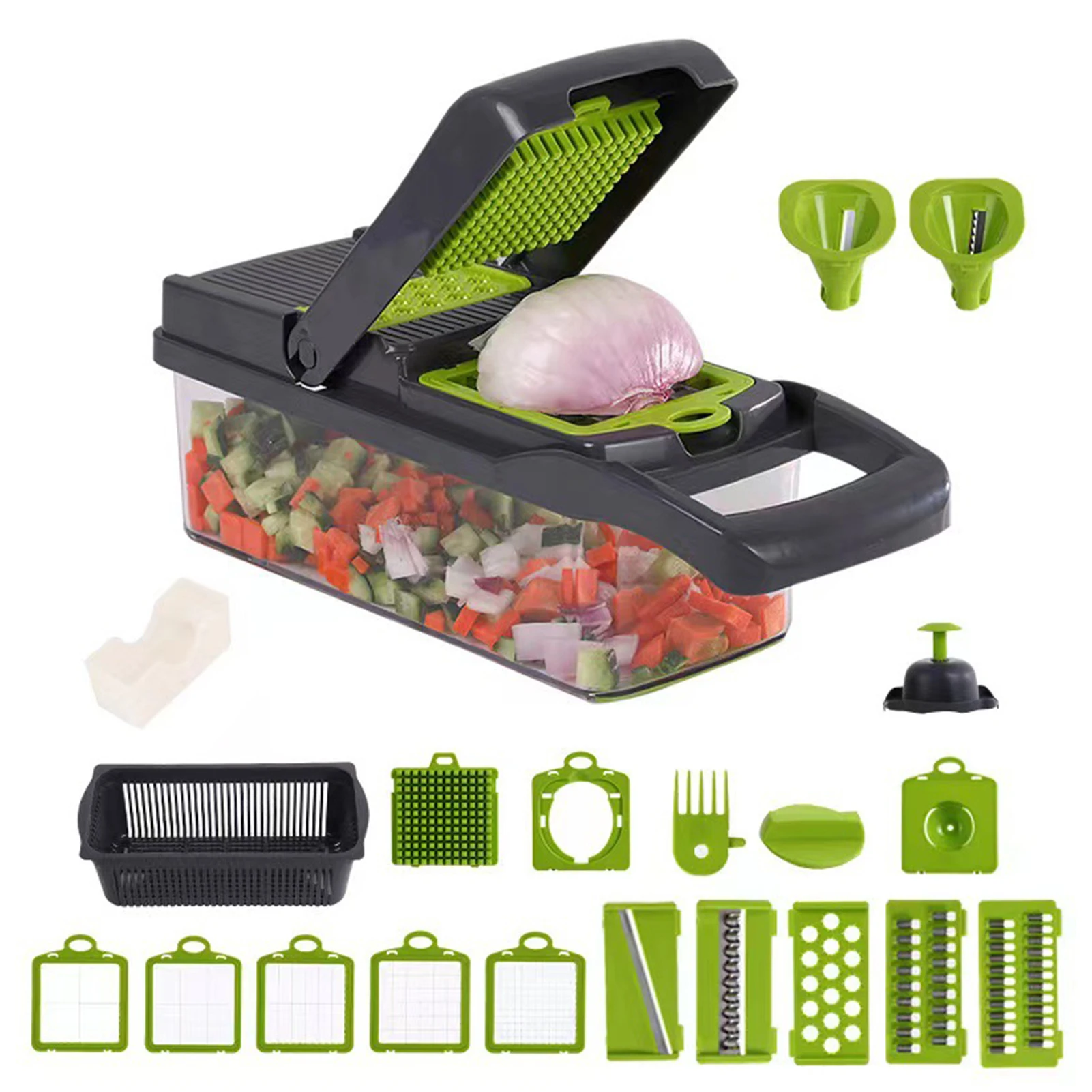 

22 in 1 Vegetable Chopper with Container Multifunctional Onion Chopper Vegetable Slicer Dicer Cutter for Salad Potato Carrot