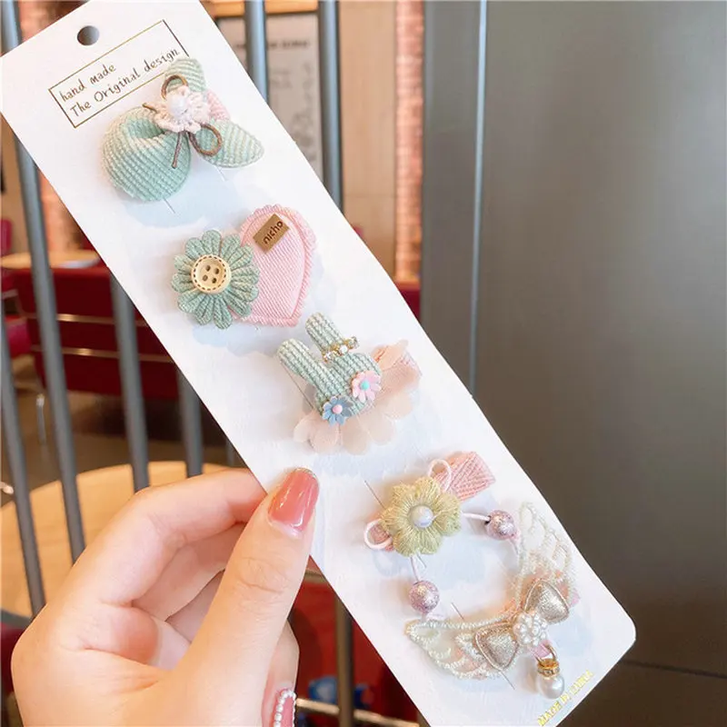 

5 Pcs/set Clips Hairpins hairgrips Barrettes Baby Girls Kids Children Hair Cute Sweet Cartoon Flower Rabbit Bow Hair Accessories