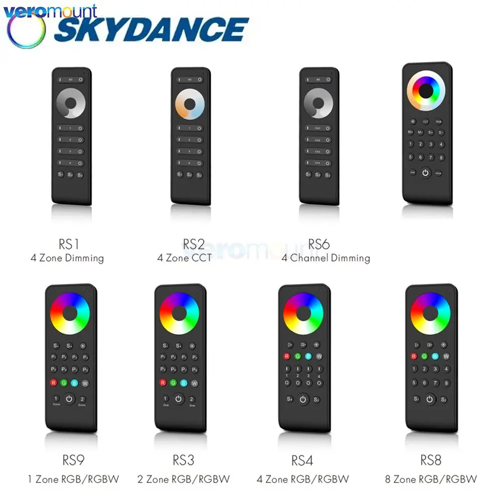 

Skydance RS1 RS2 RS3 RS4 RS6 RS8 RS9 RS10 1 2 4 8 Zones RF Remote Controller for Single Color CCT RGB RGBW RGB+CCT RF Controller