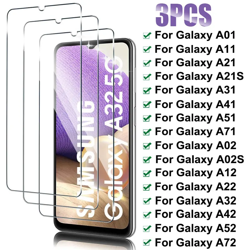 

3Pcs Tempered Glass For Samsung Galaxy A32 A22 A12 A02S A42 A31 A11 A01 A21S A41 Screen Protector for Samsung A52 A51 A71 A72