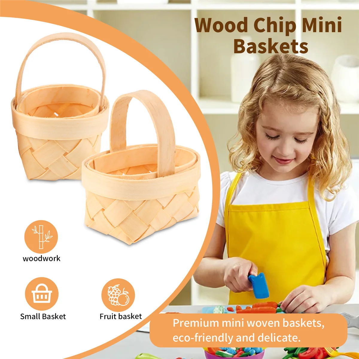 High-end 12Pcs Wood Chip Mini Baskets Manual Woven Baskets Ornaments Candy Storage Box