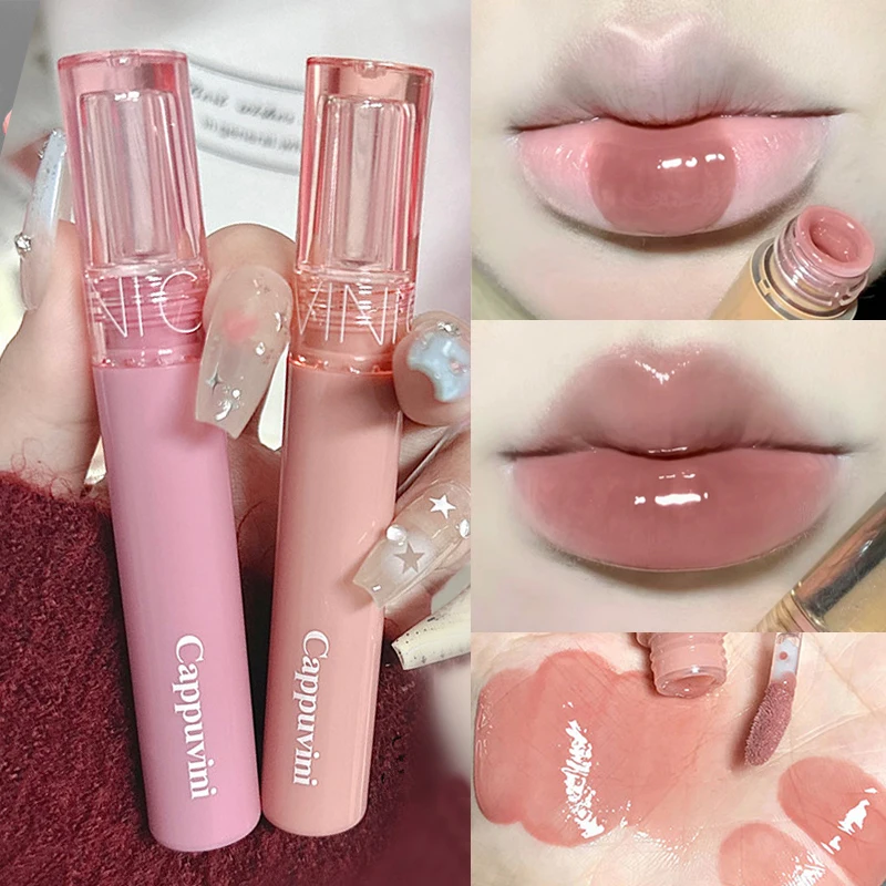 Nude Pink Mirror Jelly Lip Gloss Waterproof Lasting Moisturizing Highly Pigment Liquid Lipsticks No Sticky Lips Makeup Cosmetics