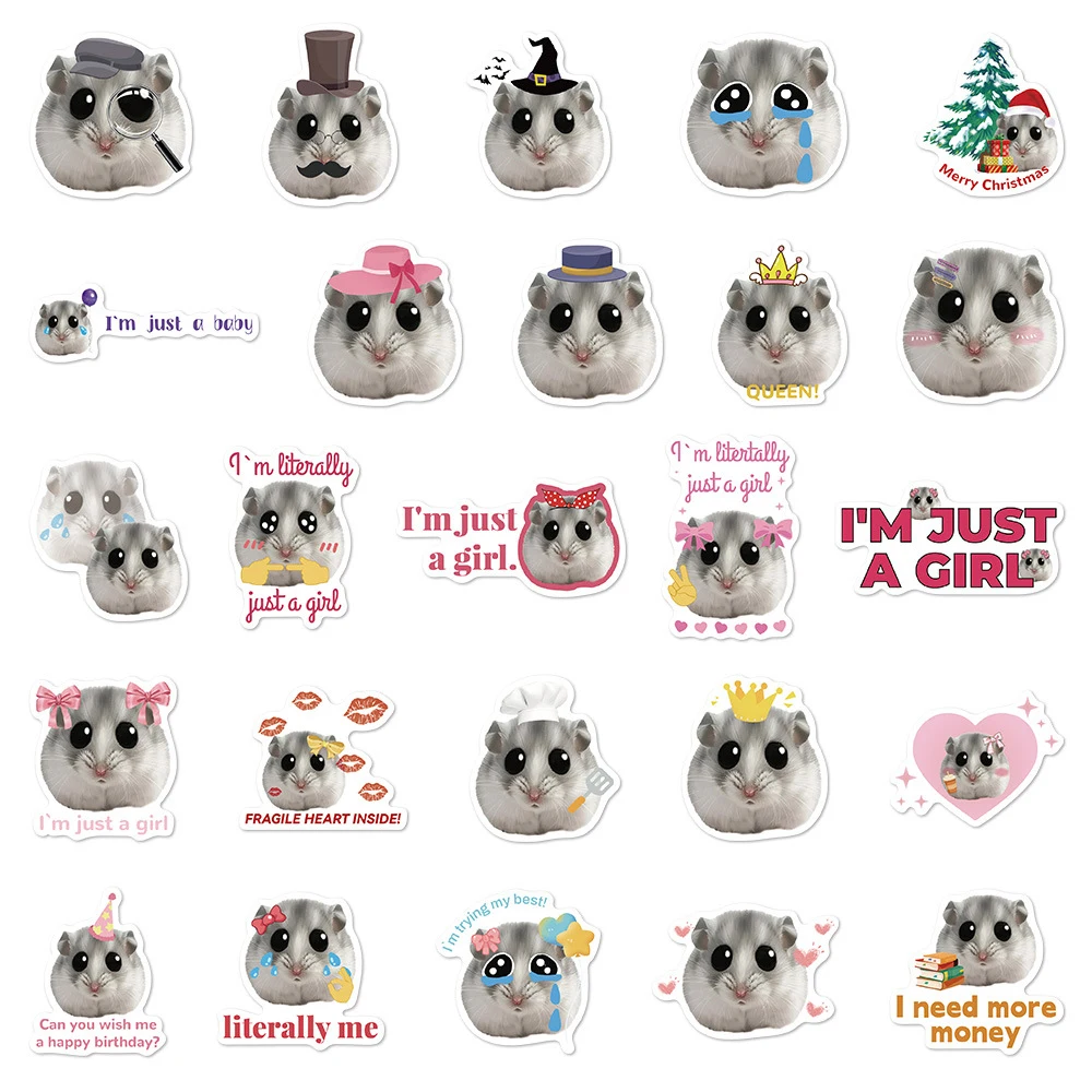 10/30/50pcs Carino Divertente Criceto Meme Adesivi Kawaii Animale Del Fumetto Adesivo FAI DA TE Bottiglia di Acqua Telefono Scrapbook Graffiti Decalcomanie pacchetto