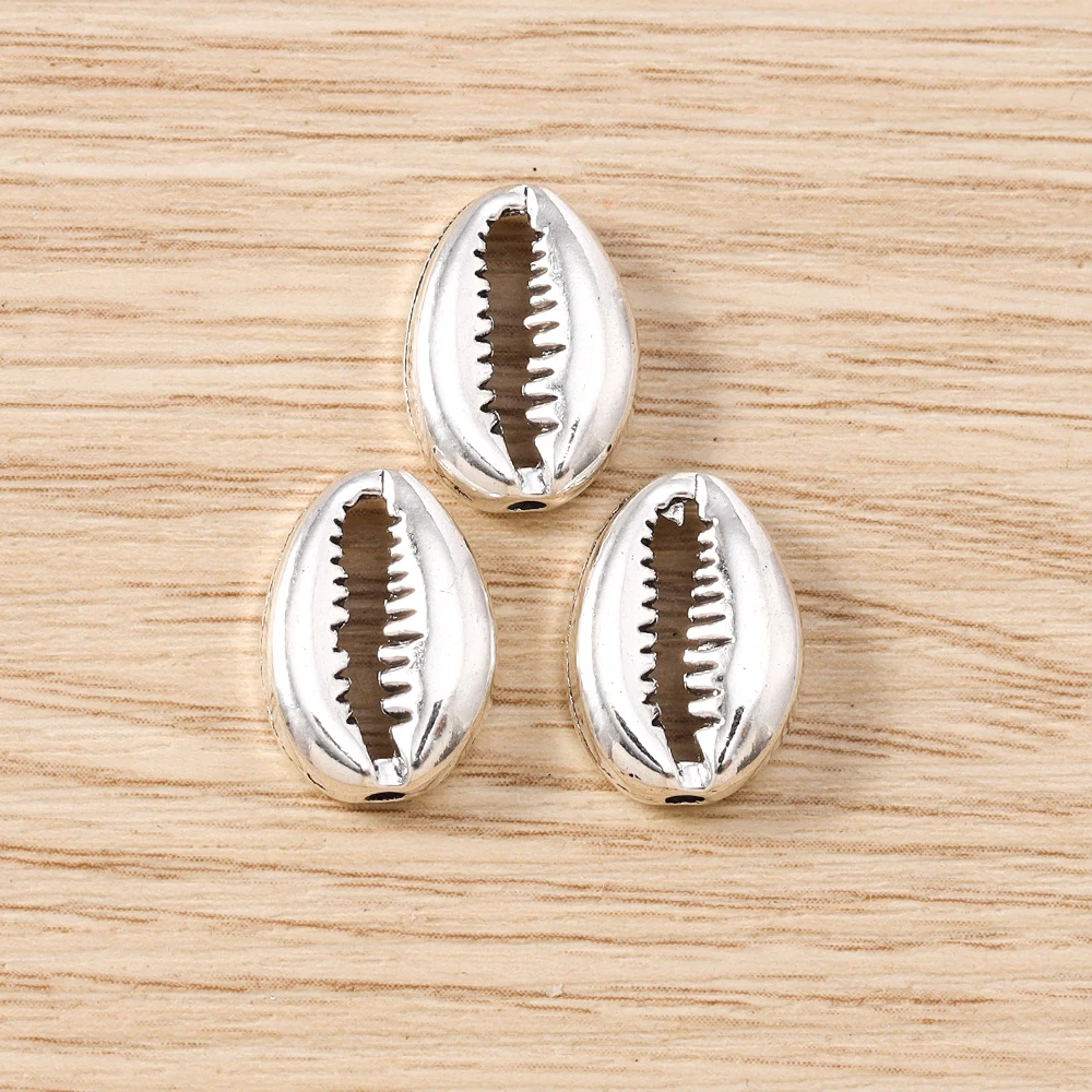 Tusember 20 Stück 11*15mm Silberfarbene Legierungs-Muschelanhänger Perlen für DIY Halsketten- und Ohrringherstellung DIY Handgemachter Schmuckzubehör – Detail 6