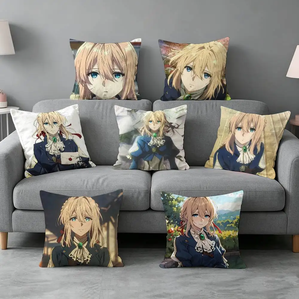 Violet-t Evergarden Anime Pillow cover Simple solid color design Surprise For Multiple Bedroom Styles.