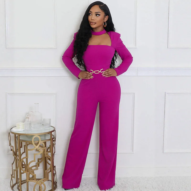 

Doyerl Elegant Romper Jumpsuit Women Long Sleeve Square Collar High Waist Wide Leg Pants One Pieces Overalls Combinaison Femme