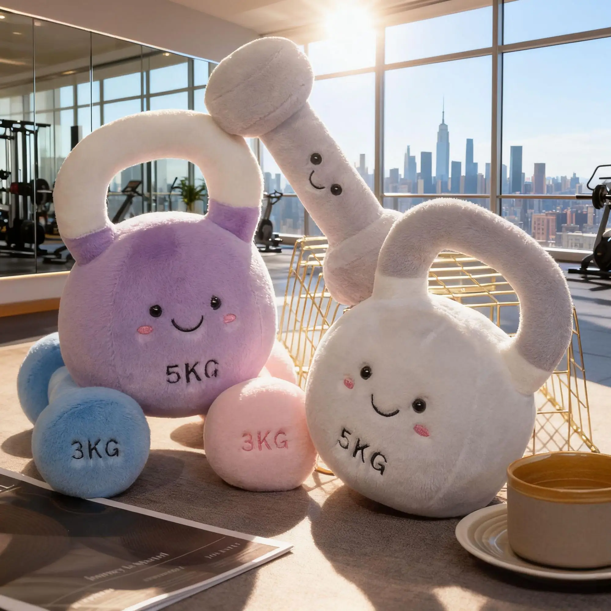 

Плюшевая кукла-гирятка с гантелями — мягкая игрушка в форме инструмента для фитнеса, детская подушка и украшение для рабочего стола, плюшевая игрушка-гиря