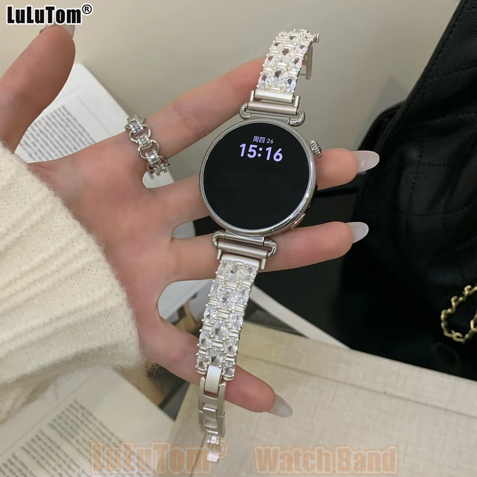 Pulseira de Zircónia Transparente Estilo Joia para Samsung Galaxy Watch 8 (44mm/40mm), Classic (46mm), Ultra (47mm) e Huawei (11/10/GT5/6 Pro - 42mm/4