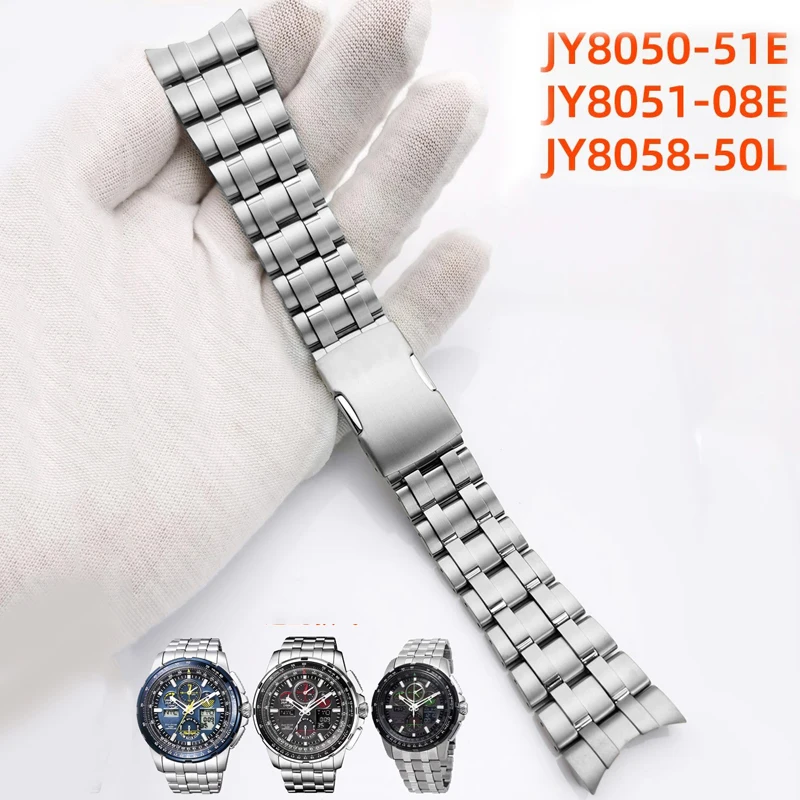 

24mm Solid Curved End 316L Stainless Steel Strapfor Citizen Sky Eagle JY8050 JY8058 JY0010 JY0050 JY8051 Watchband Watch Chain