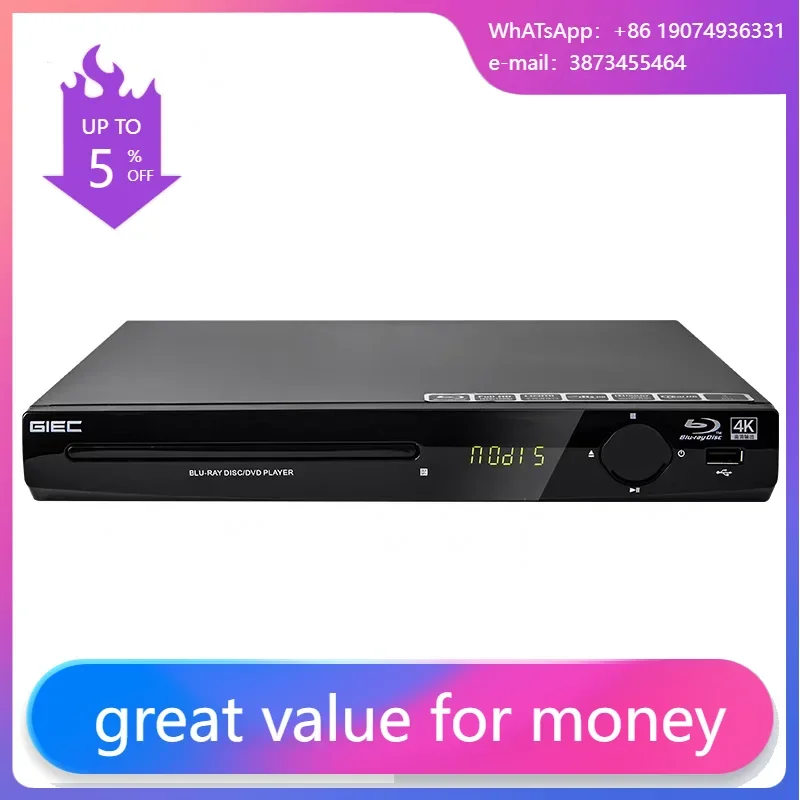 

GIEC BDP-G2805 Blu-ray Player 1080P HD DVD Player Cd Player Portable Multimedia Digital DVD TV Support CD SVCD VCD MP3