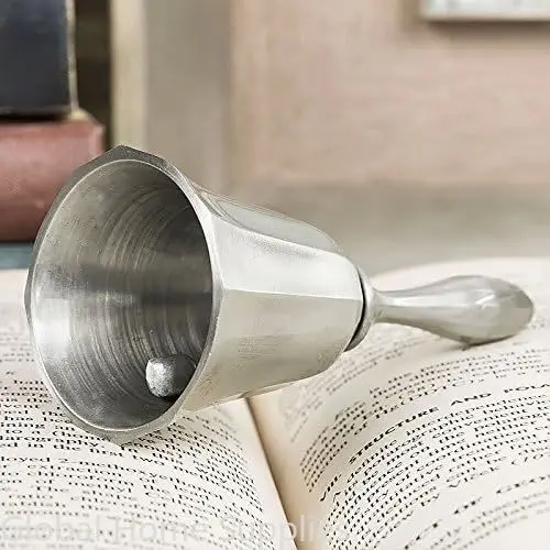 Retro Metal Tone Hand Bell para Escola, Sino De Metal, Alarme De Mesa, Compras Retro, Artesanato à Mão, Decoração Bruiloft