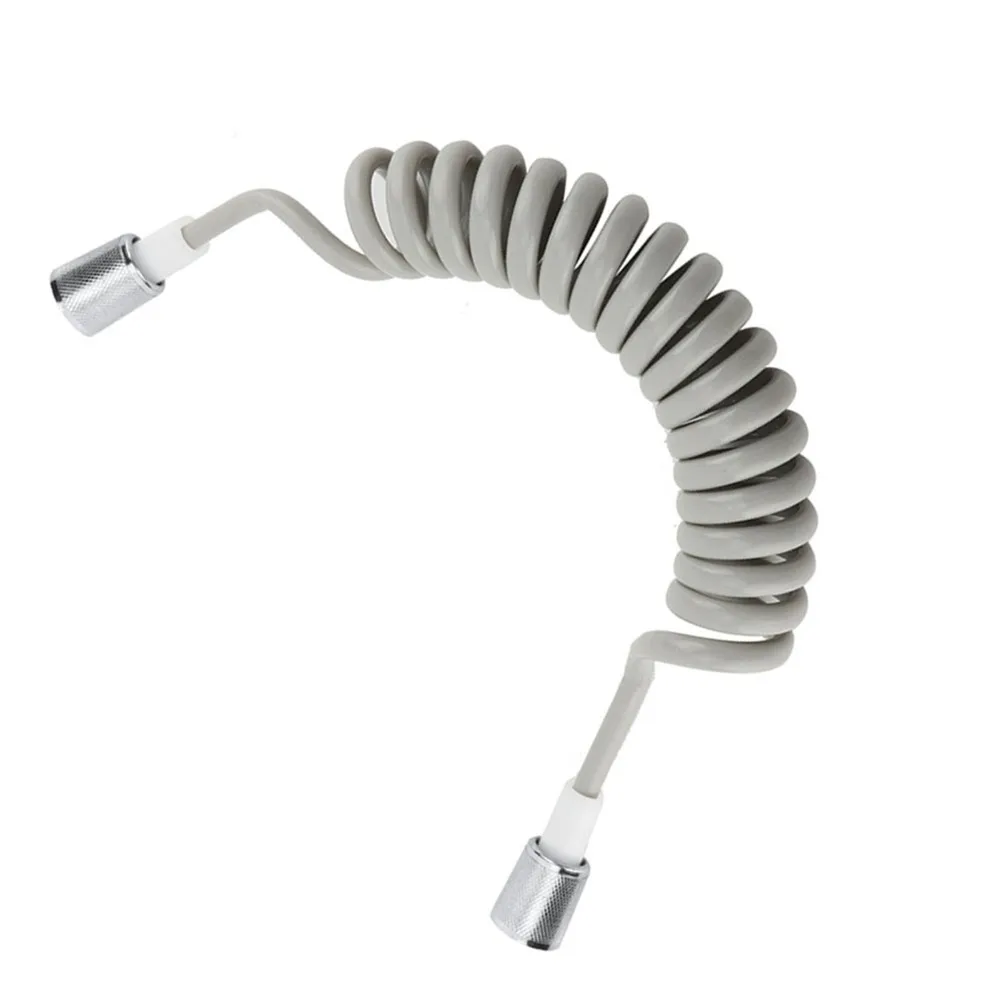 Versatile ABS Spring Shower Hose Grey PU Material Flexible Shower Hose Telescopic Design Retractable Design Handheld Bidet Hose