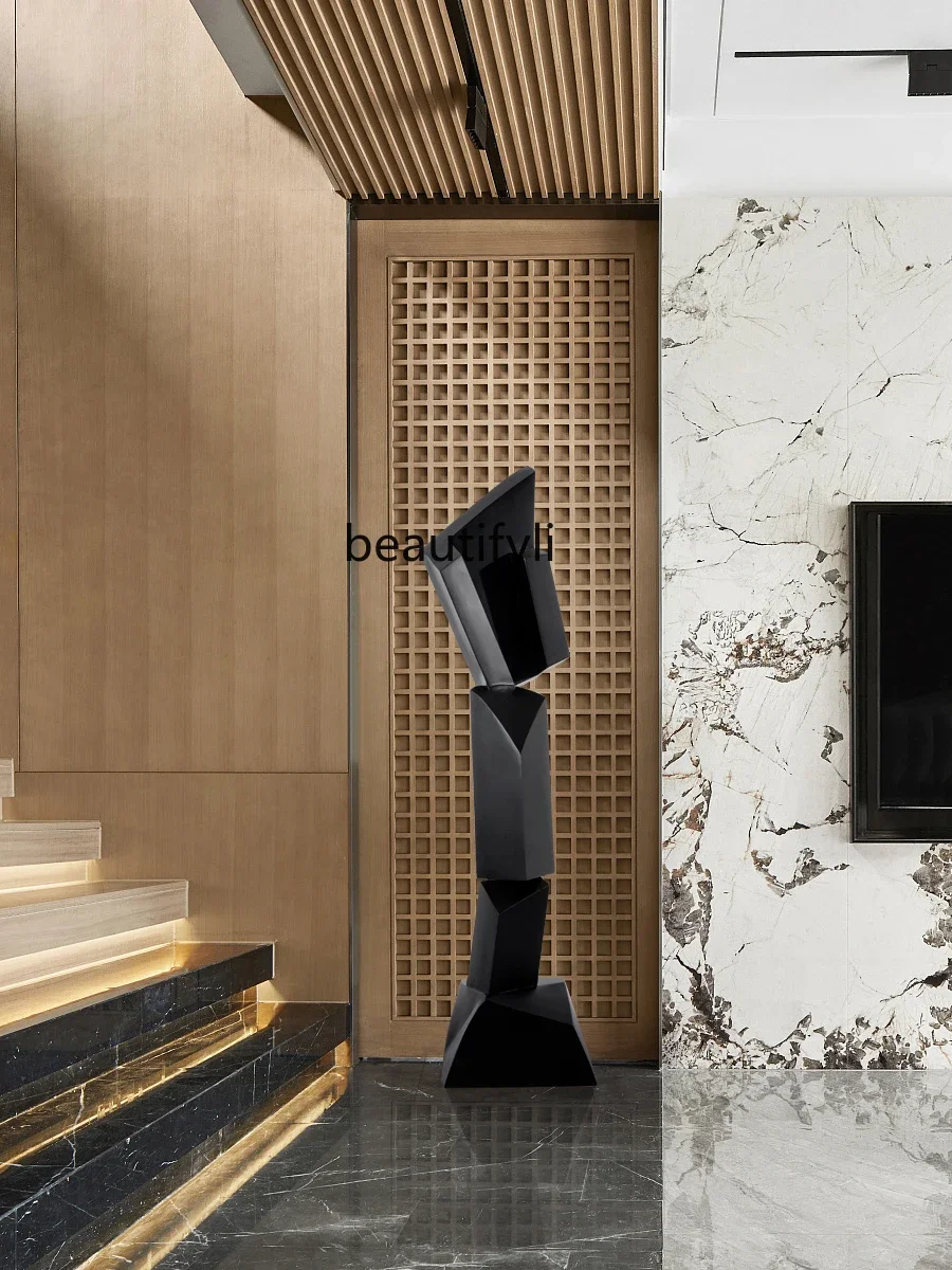 F132  Hotel Lobby Creative Abstract Wood Carving Floor Ornaments Sales Office Solid Wood Sculpture Artwork Large Soft Decoration